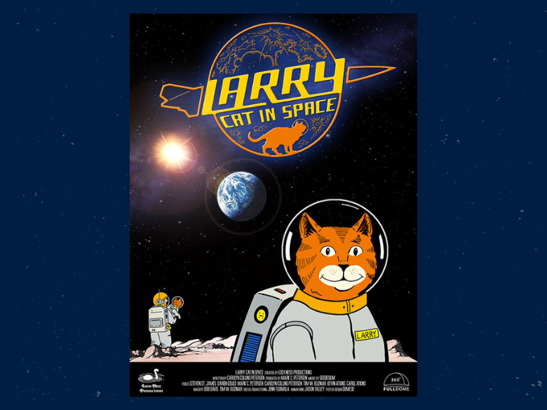 Program poster for Larry Cat in Space. Event description in text.