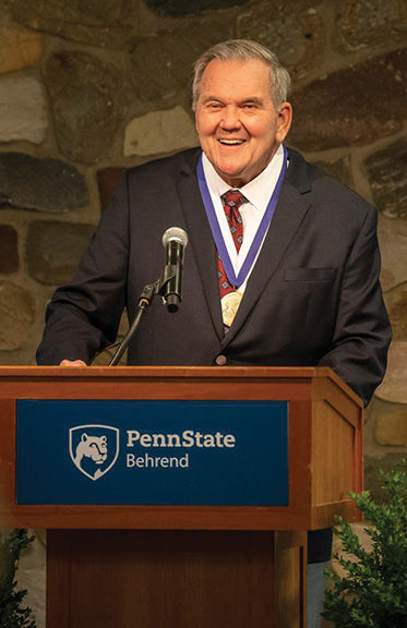 Penn State Behrend presented the college’s highest award, the Behrend Medallion, to former Gov. Tom Ridge, a longtime Congressman from Erie who also served as the first secretary of the U.S. Department of Homeland Security.